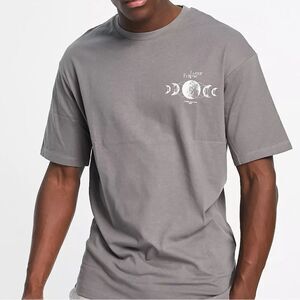 Selected Homme oversized t-shirt with lunar back print in dark gray M NWT IN PKG